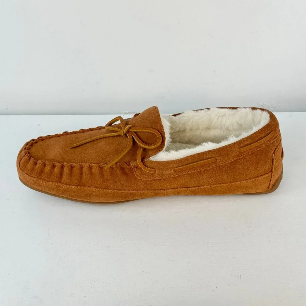 Men's Size 10D Coach Slipper Fleece Shearling Khaki Moccasin - CC743